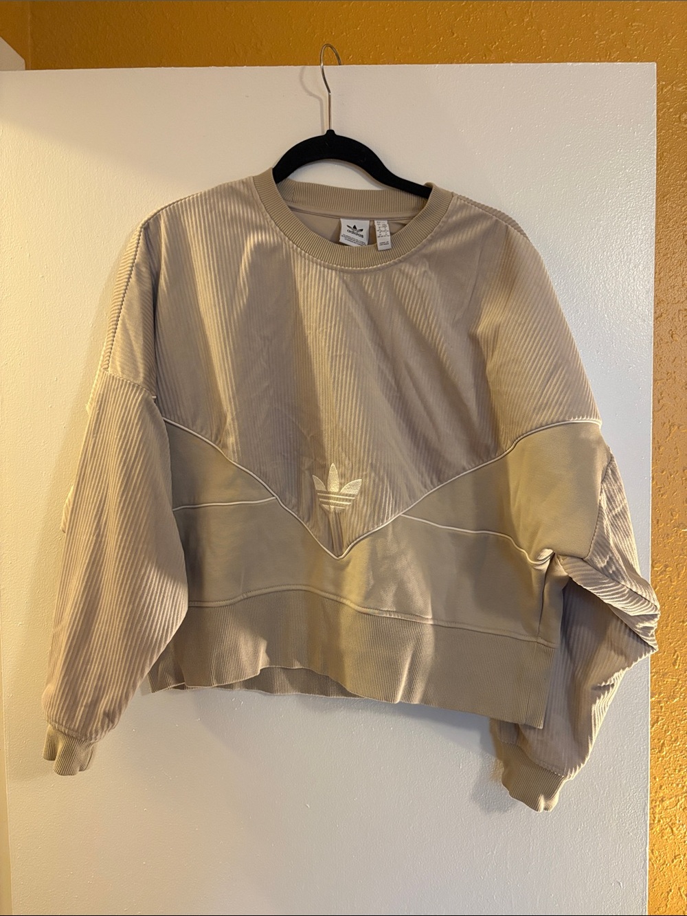 adidas Neutral Beige Textured Cropped Sweatshirt